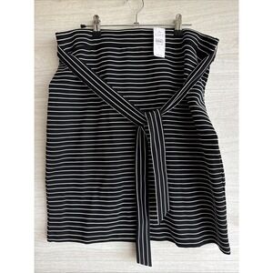 NWT Loft petite striped tie waist pencil skirt in black Sz LG